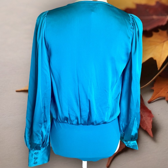 NWT Sergio Hudson x Target Turquoise Recycled Polyester Long Sleeve Bodysuit XS - Picture 11 of 14